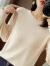 CIXU 设计师品牌女装 2022秋季短款低领女百搭宽松纯棉针织衫小款洋气圆领打底衫潮 米色 M码 建议体重80-100斤