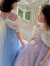 迪士尼艾莎公主裙女童夏季连衣裙2024新款洋气儿童裙子女孩宝宝生日礼服 紫色发光 110cm