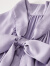 尚都比拉洋气随性文艺气质雪纺衫女夏季无袖设计系带领上衣 紫色 M 