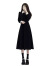 圣保美黑色赫本风连衣裙秋冬季女装2023新款小个子时尚气质小香风长裙子 黑色 M码