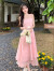 拉夏贝尔新中式连衣裙夏季2024新款改良旗袍国风设计感小个子吊带裙子套装 粉色套装裙 2XL(建议129-140斤)