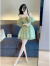 她芙（tafu）品牌女装法式连衣裙女2024夏季新款小个子气质雪纺收腰显瘦短裙 绿色 L