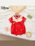 迪士尼（Disney）婴儿衣服夏装中国风汉服唐装连体衣女宝宝公主满月百天抓周礼服薄 红色 73cm