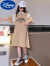 迪士尼（Disney）女童学院风夏季连衣裙儿童夏款时髦洋气大女孩公主裙子夏装潮 卡其 120cm