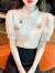 皮尔卡丹（pierre cardin）新中式国风衬衫女2024年夏季新款女装刺绣立领气质减龄短袖衬衣女 浅杏色 S 建议80-95斤