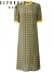 歌珀莱品牌女装真丝桑蚕丝连衣裙女短袖2020新款夏季中长款海边度假沙滩裙 黄色 2XL