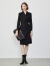 朗姿设计感ol风气质显瘦西装裙冬季新款法式长袖高级感连衣裙 黑色 XXL