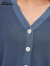 哥弟真的好【BS】V领单排扣灯笼袖莱赛尔针织衫开衫外套女A400443 靛蓝 M(3码)