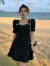 赫本风小黑裙法式连衣裙收腰名媛夏季2022新款短袖气质小裙子女装 黑色 S