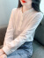 妮尚依都（NISHANGYIDU）荷叶领提花纯棉女士T恤春季2024新款百搭打底衫显瘦长袖小衫上衣 白色 M
