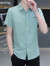 南极人衬衫男士短袖潮流休闲白衬衣青少年夏装新款冰丝上衣弹力半袖 HTB-581浅绿色 M