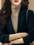 迪菲丽格春装职业通勤小西装外套女2022新款撞色拼接修身长袖西服 图片色 XXL（图片色 3月20日前发货）
