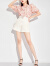 AUI雪纺衫女2024夏季新款粉色灯笼袖纱料设计感上衣小众气质衬衫 粉色 L