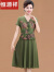 恒源祥妈妈装夏装连衣裙2024新款假两件遮肚显瘦洋气质中老年女短袖裙子 绿色 XL (建议90-105斤)