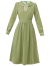 勿忘花绿色森系减龄娃娃领连衣裙女2024春季新款长裙收腰显瘦裙子 绿色 S