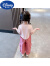 迪士尼（Disney）女童洋气宽松薄款短袖套装夏季宝宝时髦工装儿童夏装2024新款网红 绿色 100码(建议90-98cm 2-3周岁)