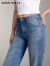 MISS SIXTY2024夏季新款牛仔裤女含天丝复古磨白直筒裤休闲风百搭 中蓝 28