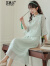 艾珠儿（Aizhuer）新中式连衣裙国风汉元素女装夏季新款雪纺改良旗袍汉服裙子女夏天 绿色 S