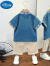 迪士尼（Disney）汉服儿童套装夏季童装男童春秋套装新款古风周岁礼服宝宝棉麻衣服 云朵套装蓝色 90