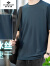 俞兆林男士冰丝短袖T恤夏季宽松爸爸夏装莫代尔速干体恤运动上衣服男款 HH-558海兰+黑色 2XL