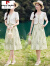 皮尔卡丹（pierre cardin）两件套装裙子女夏季2024年新款杭州高端真丝桑蚕丝连衣裙 米色 XL