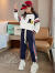 迪士尼（Disney）女童秋装薄款套装2024新款洋气中大童儿童春秋款女孩休闲运动衣服 DXJUAN套装-米白色 130cm