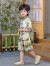 迪士尼（Disney）新中式儿童汉服男童夏装2024唐装中国风男孩夏款帅气古装演出套装 绿色 130
