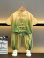 迪士尼（Disney）儿童装男童汉服夏装套装2024新款夏季唐装夏款男孩衬衫新中式国风 黄色 120