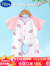 迪士尼（Disney）婴儿连体衣夏季薄款短袖开裆哈衣纯棉空调男女宝宝夏装新生儿衣服 棉花糖 59cm(59cm)
