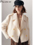 帕罗（PALUOPO）秋冬女士羊毛短外套新品短款宽松保暖时尚纯色双面呢外衣ET23102D 米白 S(155/80A)