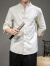 保弘思夏季新款中国风衬衫中式唐装男汉服短袖衬衣复古风男装七分袖上衣 白色 XL