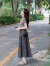 韩璐娇（hanlujiao）连衣裙女装2024年夏季新款休闲通勤设计感修身显瘦高腰格子裙套装 套装 XL