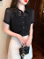 诗蒂淑设计感小众假两件衬衫女夏季Polo衫法式气质轻熟衬衣2024新款上衣 黑色 S