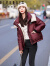 歌珀莱品牌女装撞色绗缝羽绒服女短款冬季2023新款高级感小个子外套 酒红色 S