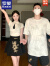 罗蒙（ROMON）新中式情侣装夏季新款国风刺绣短袖T恤韩版男女上衣一裙一衣ins潮 男上衣 M