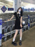 韩哚馨（HANDUOXIN）学院风甜美polo连衣裙夏季女小个子裙子收腰修身显瘦黑色气质短裙 黑色 4XL