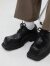 科顿杰斯2024韩桥日记异型系列大头方头皮鞋潮个性休闲德比鞋男 黑色 38