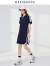 迪赛尼斯（DESIGNICE）商场同款2024年夏季新款藏青户外运动风连帽短袖连衣裙 藏青 M