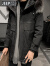 吉普（JEEP）羽绒服男士2023冬季中长款潮流工装大毛领韩版加厚帅气派克服外套 黑色+毛衣高 XL 165-175CM，120-130斤