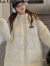 拉夏贝尔棉服女长款过膝2024冬季新款韩版棉袄宽松加厚衣ins潮外套女装 米白色 S 85-100斤