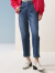 娜尔思（NAERSI）商场同款时尚简约棉弹铅笔牛仔裤女2024夏新款(水洗产品） 中蓝色 M