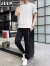 吉普（JEEP）冰丝短袖t恤男夏季半袖长裤运动套装搭配一套痞帅气成熟男装 861黑色 3XL 160-172斤