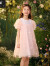 法古曼女童连衣裙年季季新款花朵公主纱裙儿童甜美薄款泡泡袖 粉色 100cm(100cm)