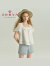 卓雅周末21夏季新款复古方领后背系带宽松短款雪纺衫EJWBBQ06 白色-A-预售7天 M-预售7天