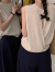 科顿杰斯法式针织衫女2024新款夏季薄款设计感小众露背无袖t恤背心上衣 杏色 s