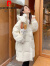 皮尔卡丹（pierre cardin）米白色羽绒服女中长款2024冬季新款小个子韩版宽松显瘦加厚面包服 皮粉色 S