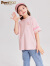 PawinPaw卡小熊童装24夏季新款男女童撞色圆领短袖T恤 粉红色/25 150