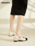 珂卡芙（KEKAFU）玛丽珍鞋女鞋2024新款小皮鞋子女法式低跟小香风单鞋女百搭 米色 跟高2.5cm 37