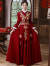 塞德勒中式敬酒服2024新款新娘订婚加绒旗袍结婚礼服女红色冬季回门长袖 酒红色披肩款 S（建议86-95斤)