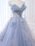 TAO HAN法式在逃公主裙2024新款蓝色超仙抹胸晚礼服高端轻奢生日宴主持人 蓝色 S